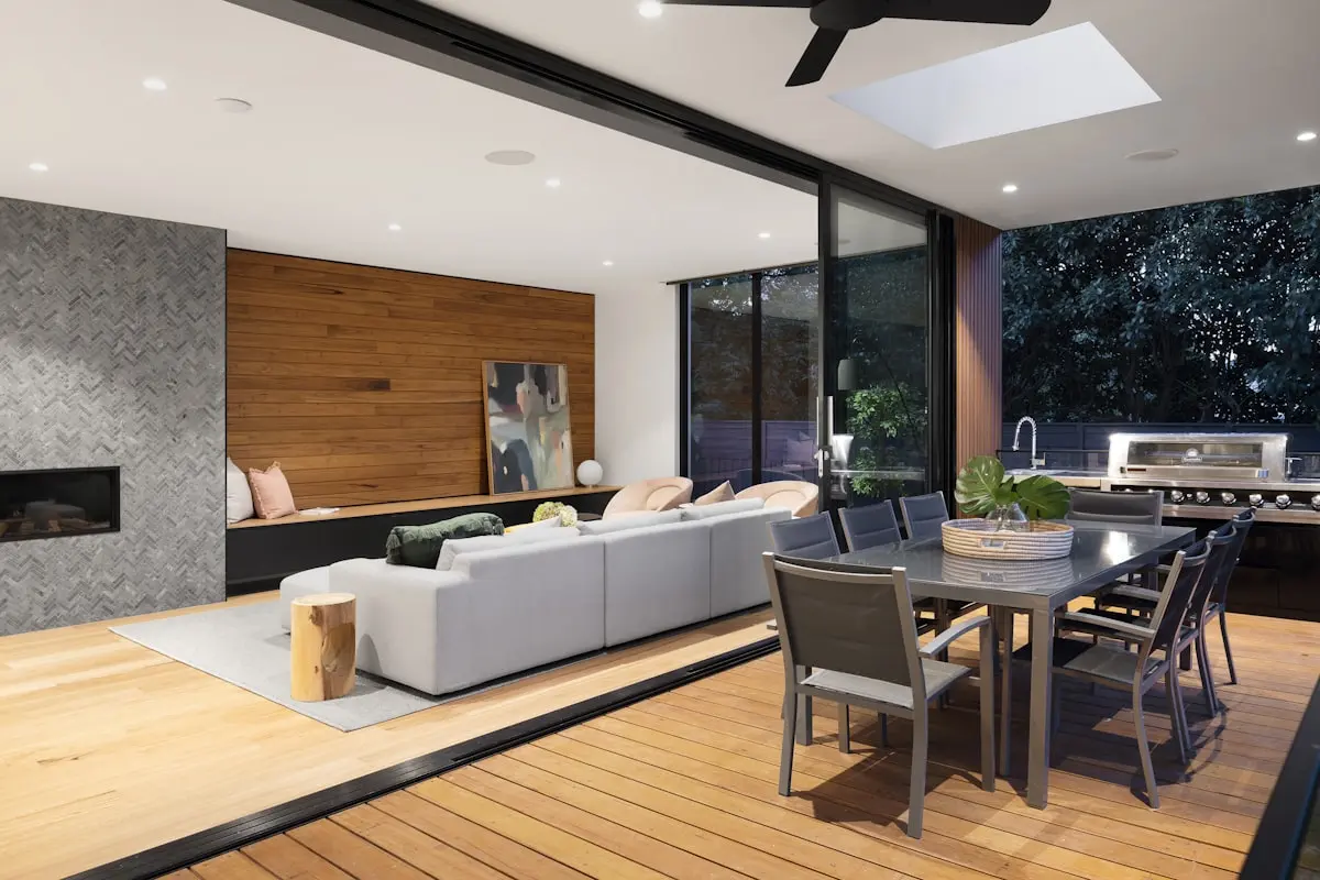 Modern home with large windows